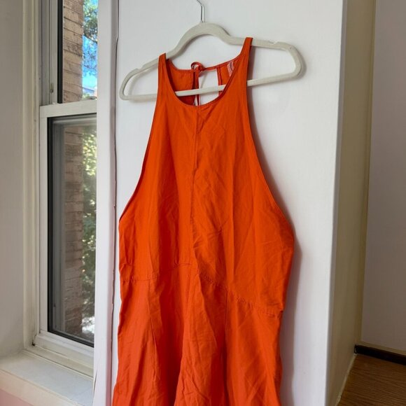 New Free People FP Movement Break Away Onesie Jumpsuit Wide Leg Orange Small - Picture 5 of 11